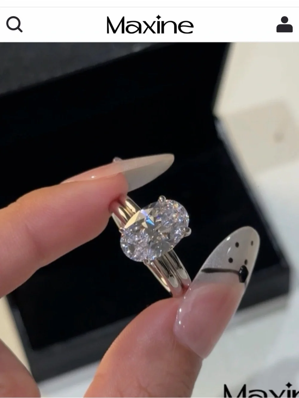 Maxine Silver Engagement Ring Set in White